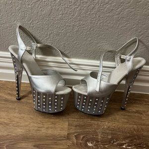 Stripper heels exotic dancer shoes entertainer size 7 rhinestone bling crystal